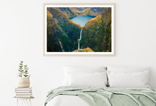 Lake & Waterfall Scenery View Home Decor Premium Quality Poster Print Choose Your Sizes