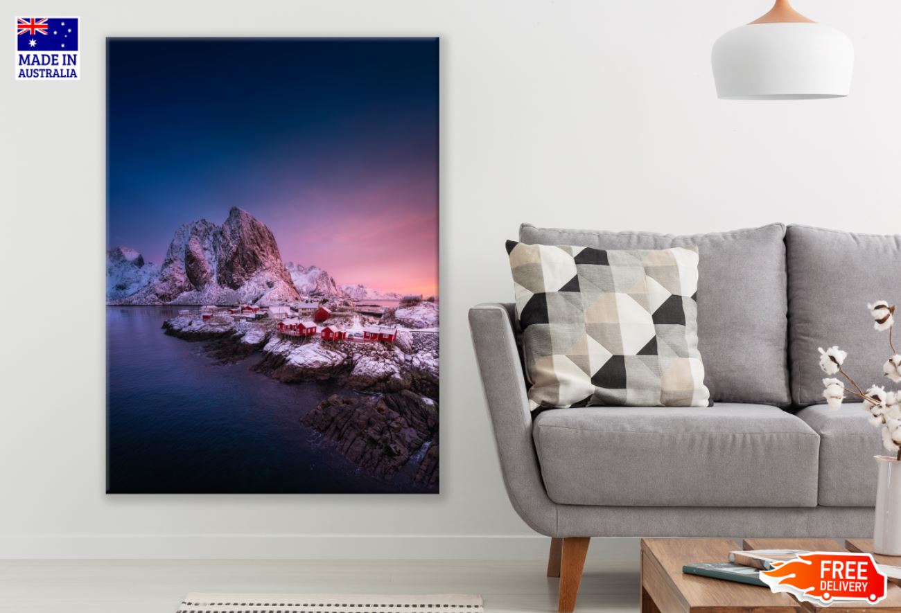 Houses Near Sea & Mountains VIew Print 100% Australian Made