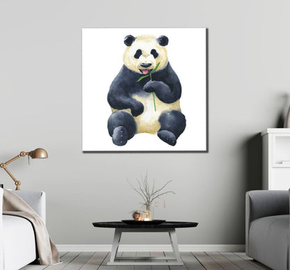 Square Canvas Panda Watercolor Painting High Quality Print 100% Australian Made