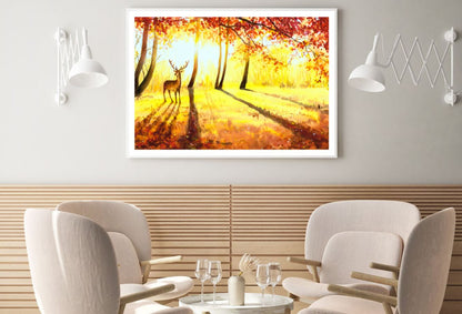 Deer in Forest Oil Painting Home Decor Premium Quality Poster Print Choose Your Sizes