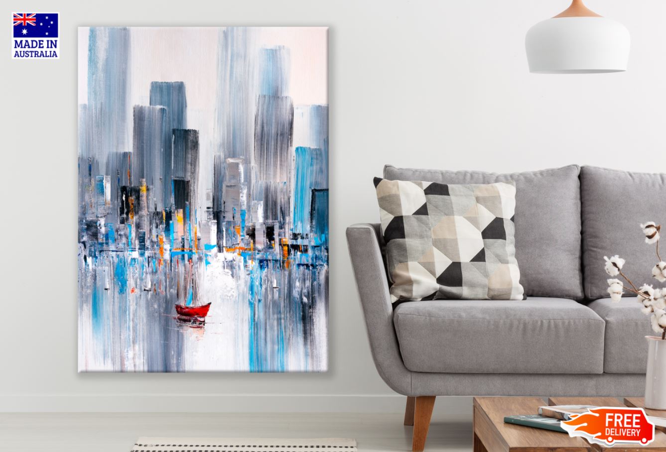 Sea & Buildings Oil Painting Print 100% Australian Made