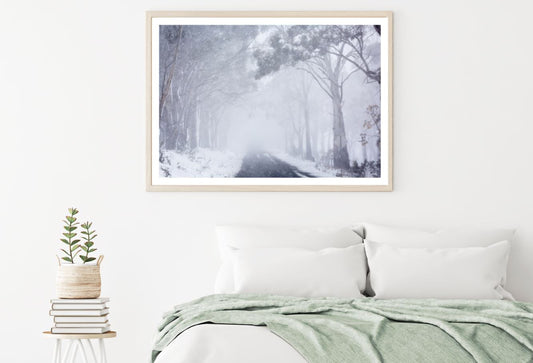 Snow Misty Road Photograph Home Decor Premium Quality Poster Print Choose Your Sizes