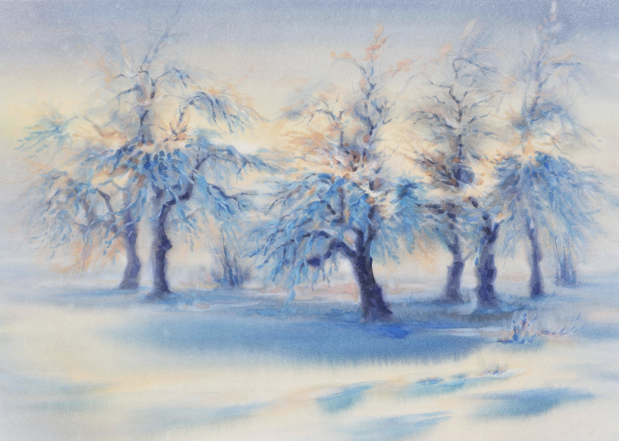 Snow Covered Forest Oil Painting Print 100% Australian Made
