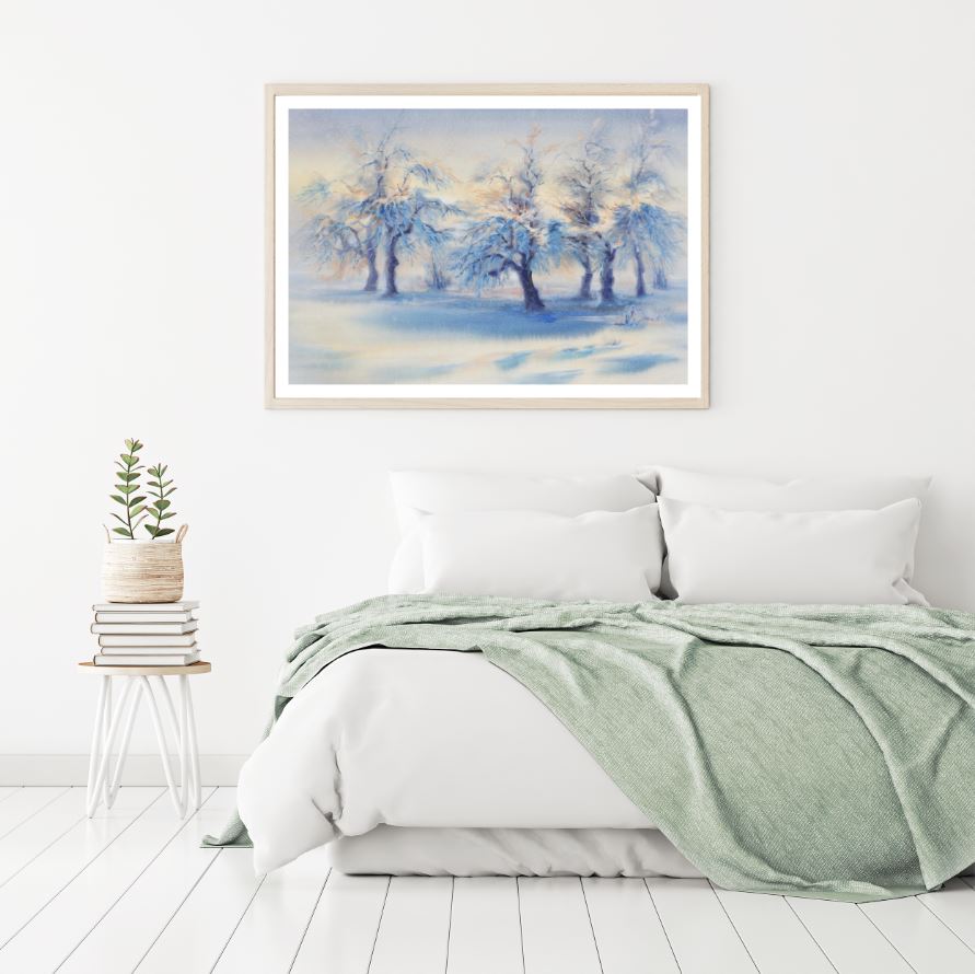 Snow Covered Forest Oil Painting Home Decor Premium Quality Poster Print Choose Your Sizes
