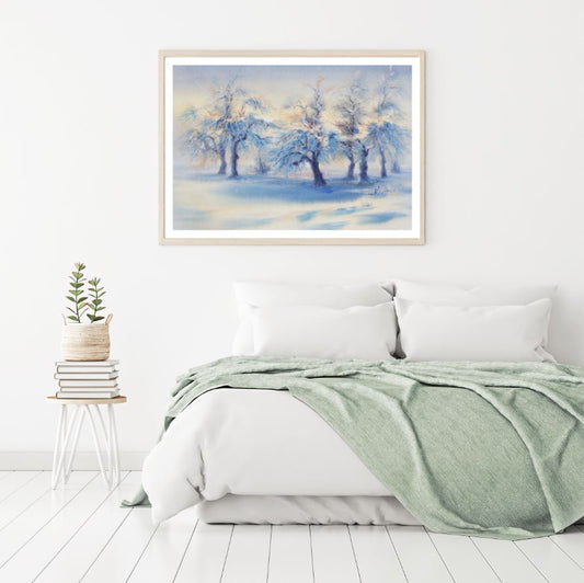 Snow Covered Forest Oil Painting Home Decor Premium Quality Poster Print Choose Your Sizes