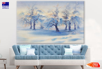 Snow Covered Forest Oil Painting Print 100% Australian Made