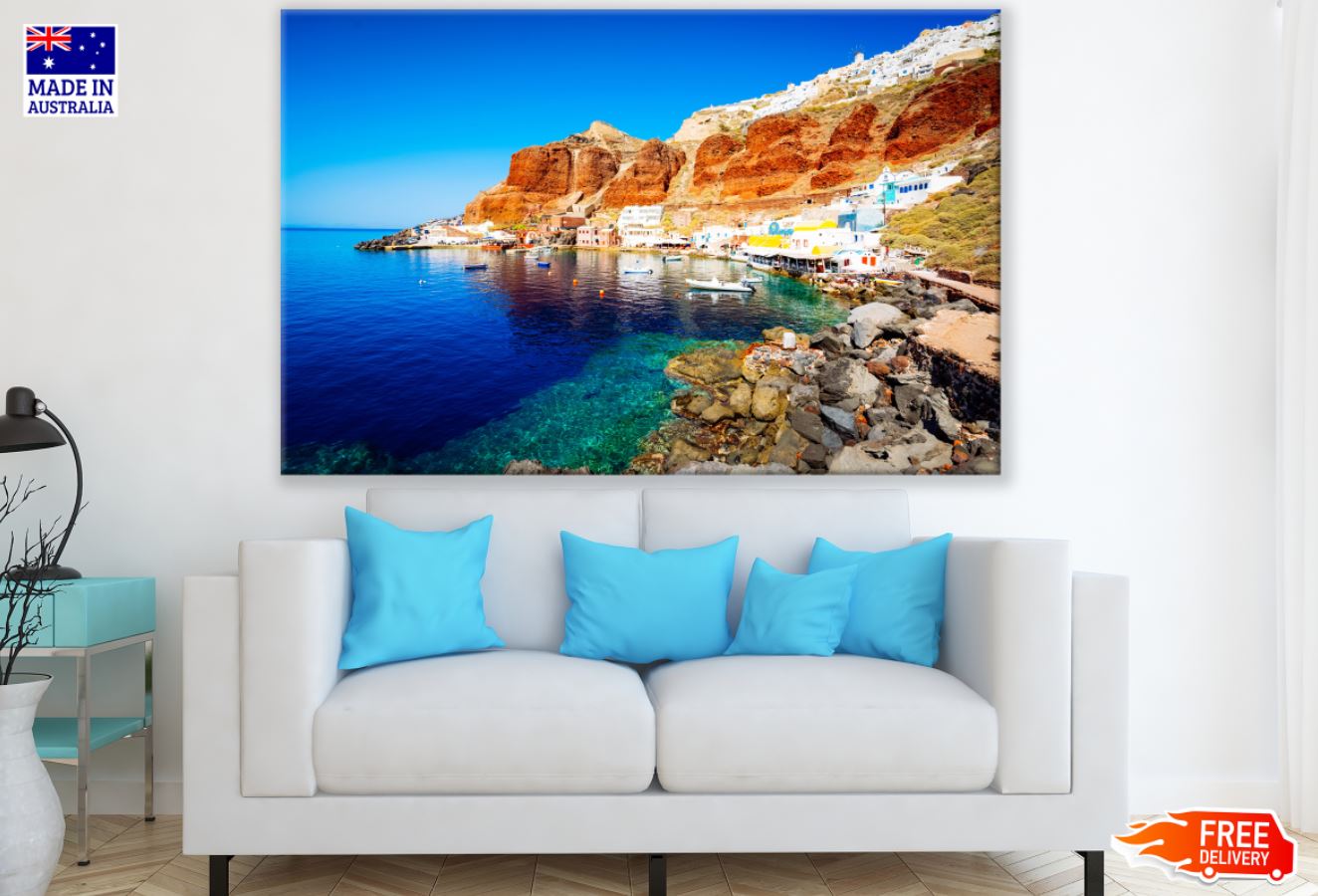 Houses Under a Rock Near Lake Print 100% Australian Made