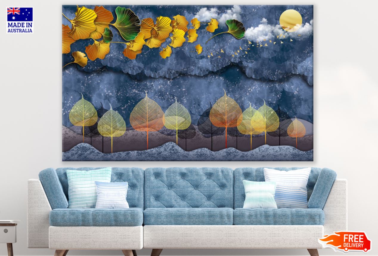 Colorful Leaves & Sky Abstract 3D Print 100% Australian Made