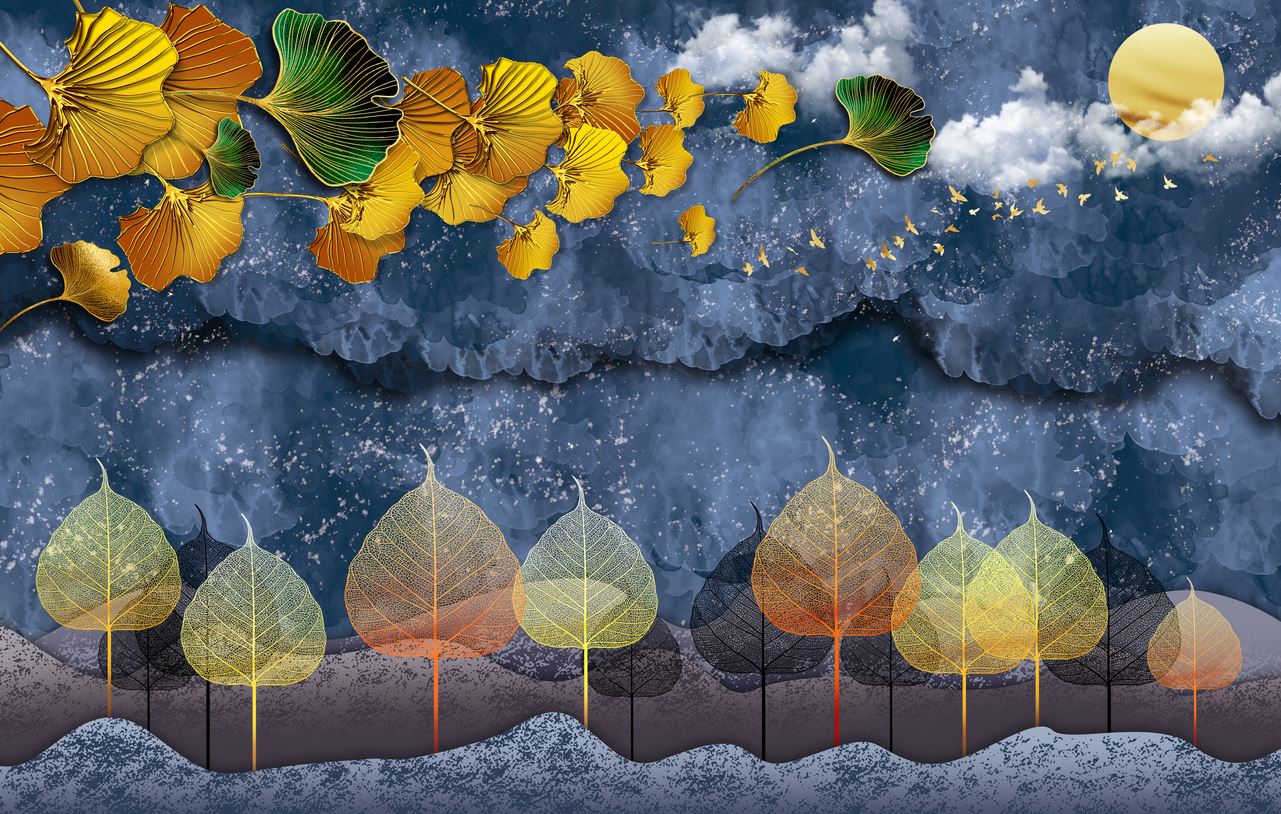 Colorful Leaves & Sky Abstract 3D Print 100% Australian Made