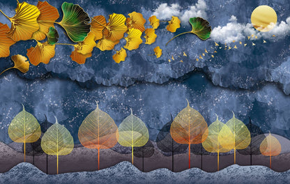 Colorful Leaves & Sky Abstract 3D Print 100% Australian Made