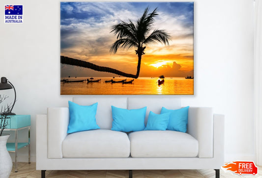 Palm Tree & Sea Sunset Photograph Print 100% Australian Made