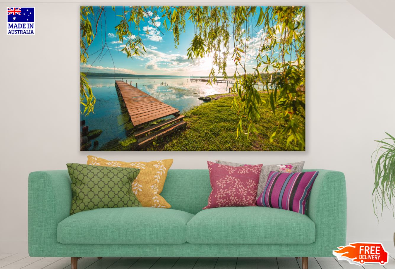 Wooden Pier Over Lake Photograph Print 100% Australian Made