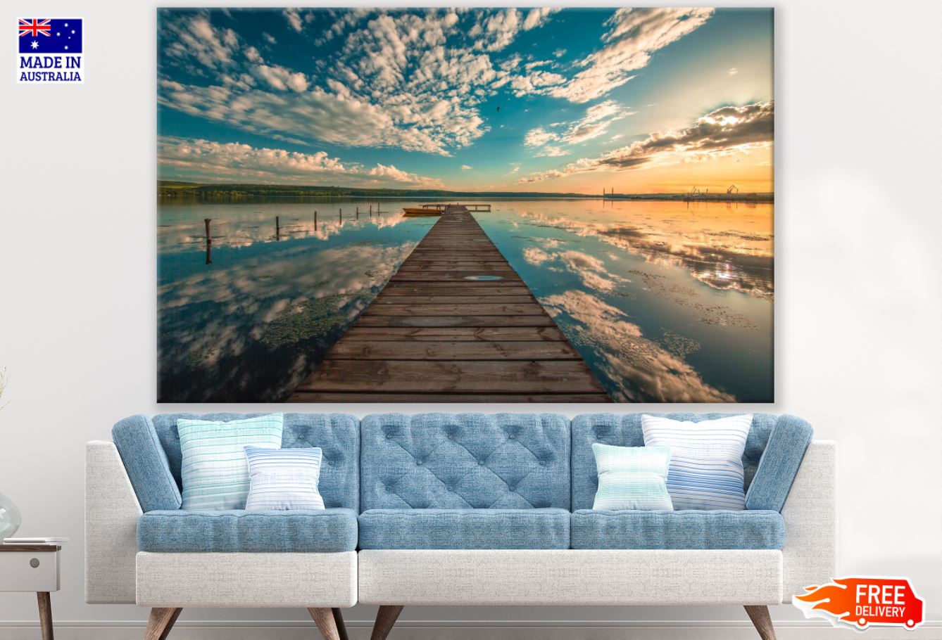 Wooden Pier Over Lake Photograph Print 100% Australian Made