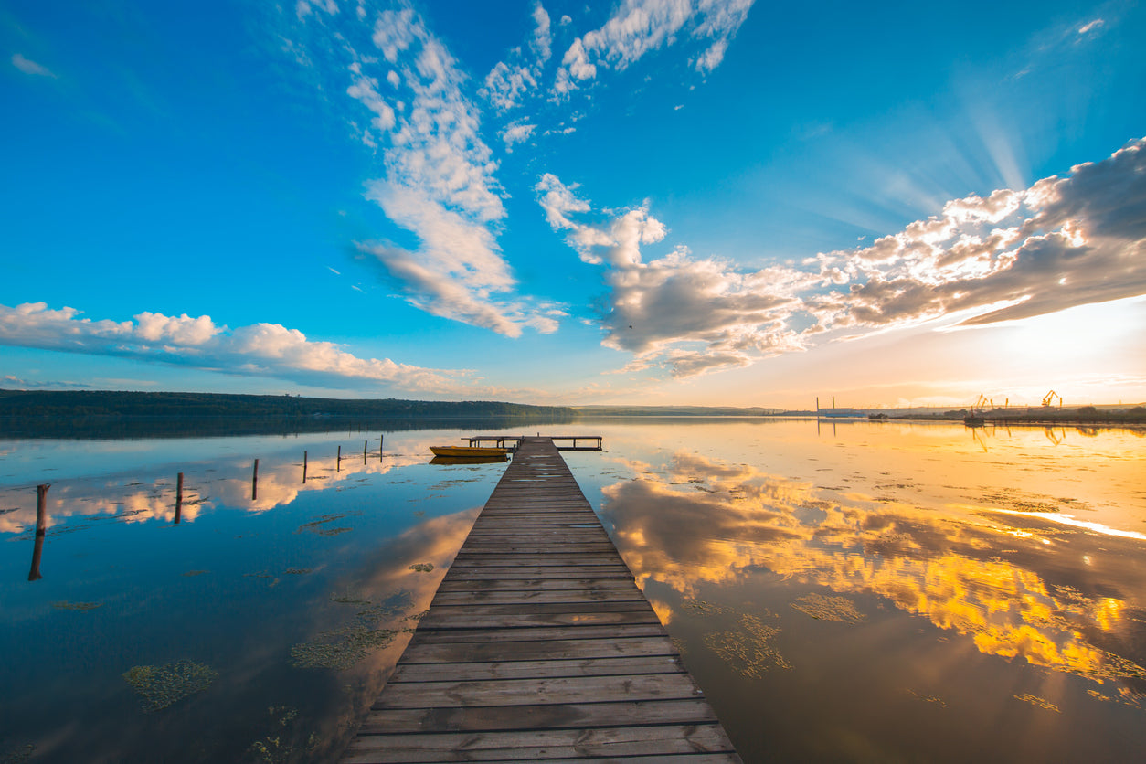 Wooden Pier Over Lake Photograph Home Decor Premium Quality Poster Print Choose Your Sizes