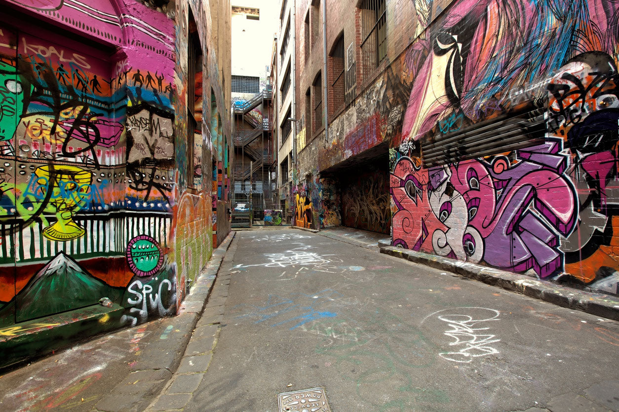 Graffiti Art on City Street Walls Print 100% Australian Made