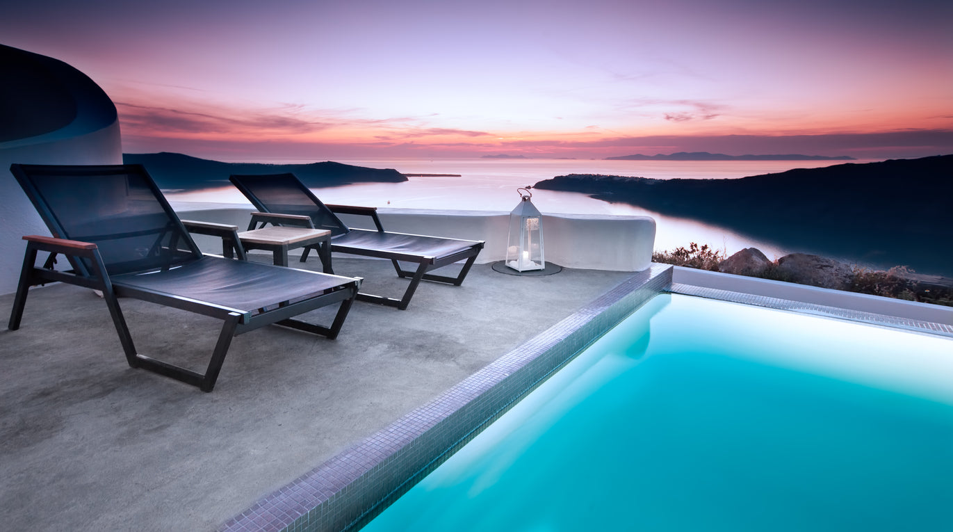 Pool & Chairs Sunset Scenery View Print 100% Australian Made