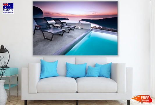 Pool & Chairs Sunset Scenery View Print 100% Australian Made