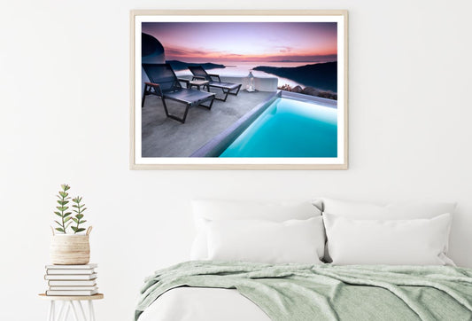 Pool & Chairs Sunset Scenery View Home Decor Premium Quality Poster Print Choose Your Sizes