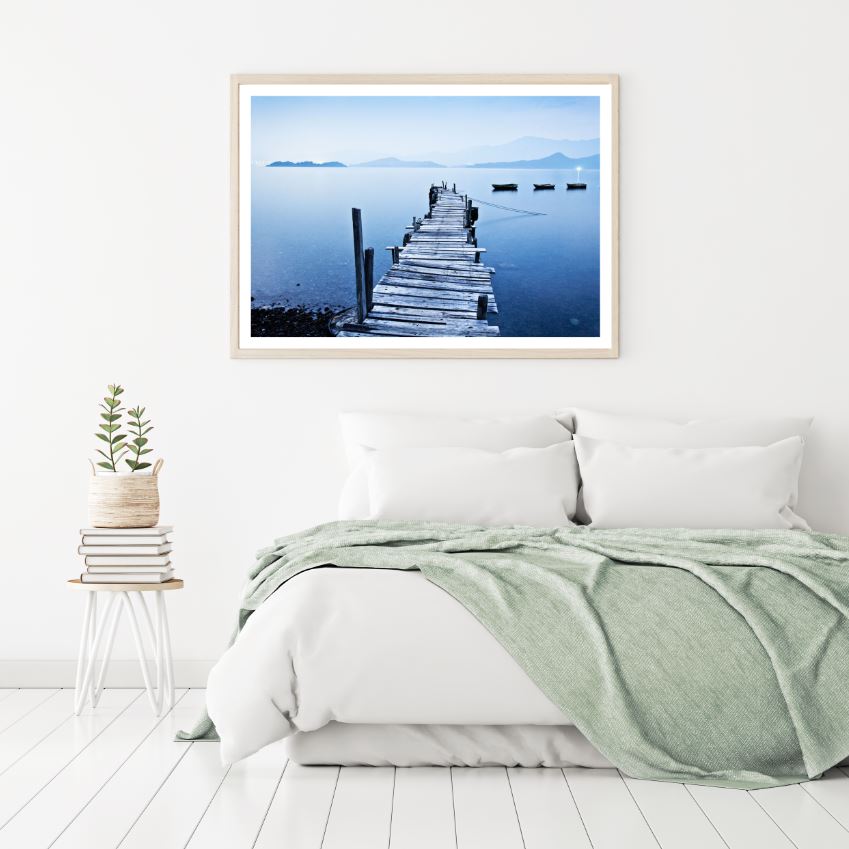 Wooden Pier Over Lake Scenery Home Decor Premium Quality Poster Print Choose Your Sizes