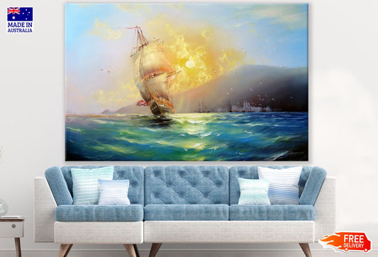 Burning Ship Oil Painting Print 100% Australian Made