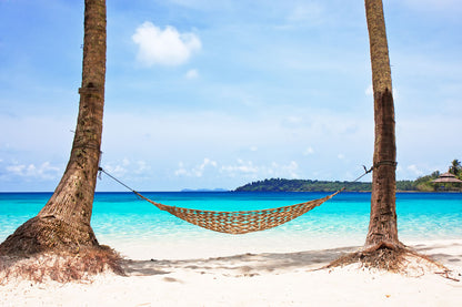Hammock on Beach Scenery View Print 100% Australian Made