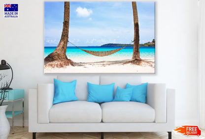 Hammock on Beach Scenery View Print 100% Australian Made