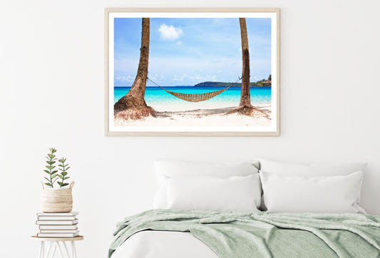 Hammock on Beach Scenery View Home Decor Premium Quality Poster Print Choose Your Sizes