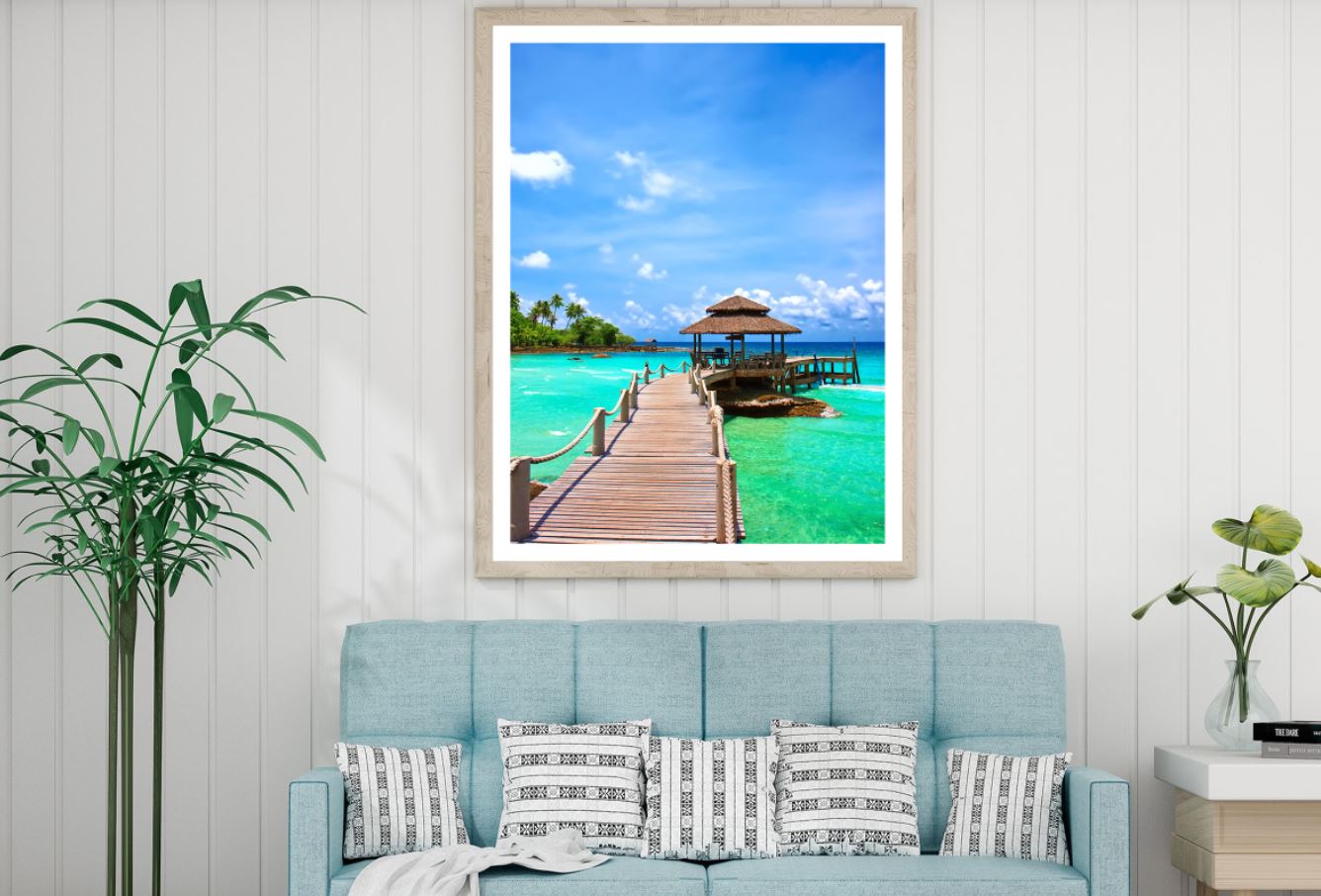 Hut on Wooden Pier Photograph Home Decor Premium Quality Poster Print Choose Your Sizes
