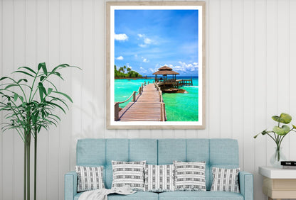 Hut on Wooden Pier Photograph Home Decor Premium Quality Poster Print Choose Your Sizes