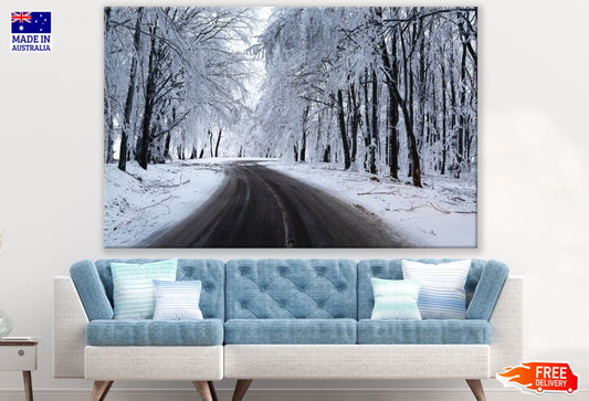 Road in Snow Covered Forest Print 100% Australian Made
