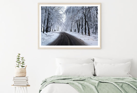 Road in Snow Covered Forest Home Decor Premium Quality Poster Print Choose Your Sizes