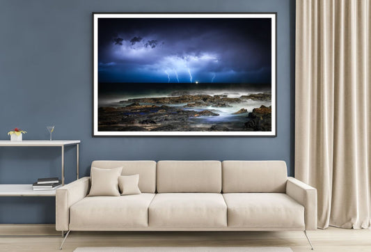 Sea & Lighting Scenery Photograph Home Decor Premium Quality Poster Print Choose Your Sizes