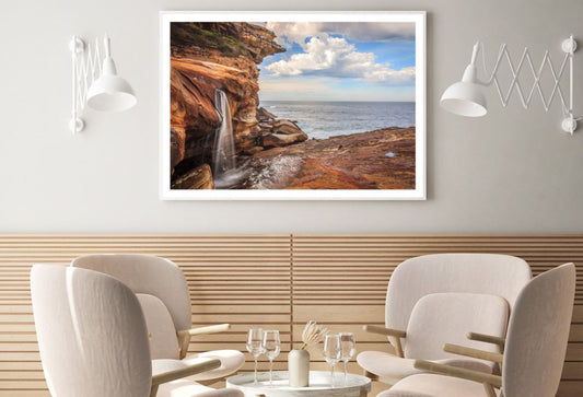 Waterfall Near Sea Scenery View Home Decor Premium Quality Poster Print Choose Your Sizes