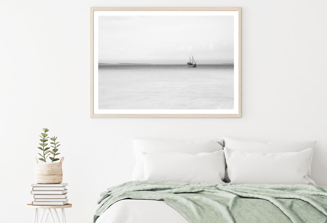 Ship on Sea B&W Photograph Home Decor Premium Quality Poster Print Choose Your Sizes