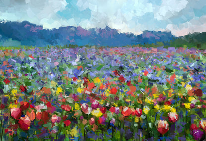 Colorful Flower Field Painting Print 100% Australian Made