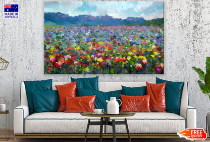 Colorful Flower Field Painting Print 100% Australian Made