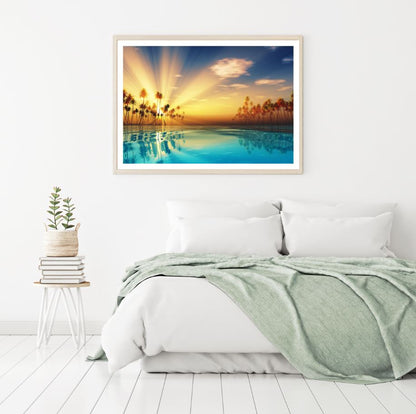 Infinity Pool & Palm Trees Sunset Home Decor Premium Quality Poster Print Choose Your Sizes