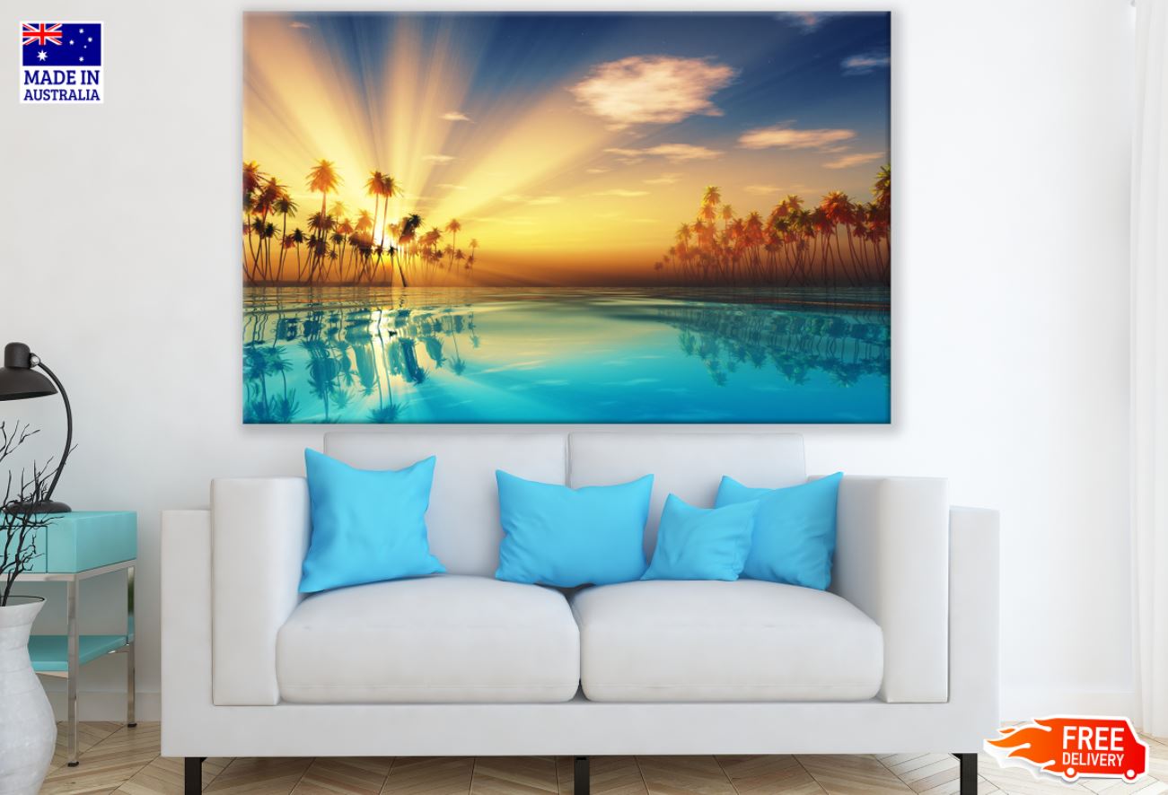 Infinity Pool & Palm Trees Sunset Print 100% Australian Made