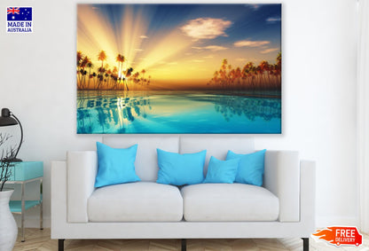 Infinity Pool & Palm Trees Sunset Print 100% Australian Made