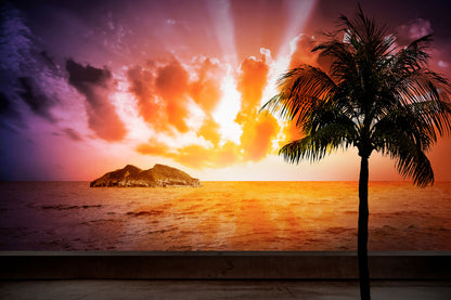 Palm Tree & Sunset Sky Photograph Home Decor Premium Quality Poster Print Choose Your Sizes