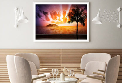 Palm Tree & Sunset Sky Photograph Home Decor Premium Quality Poster Print Choose Your Sizes