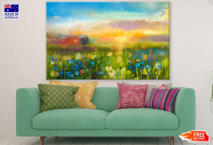 Colorful Flower Field Painting Print 100% Australian Made