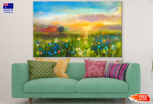 Colorful Flower Field Painting Print 100% Australian Made