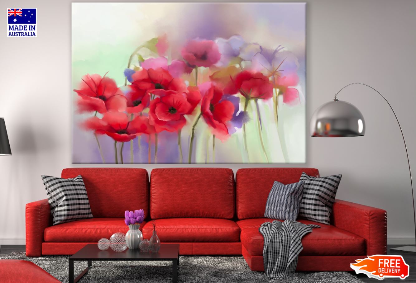 Colorful Flower Field Painting Print 100% Australian Made