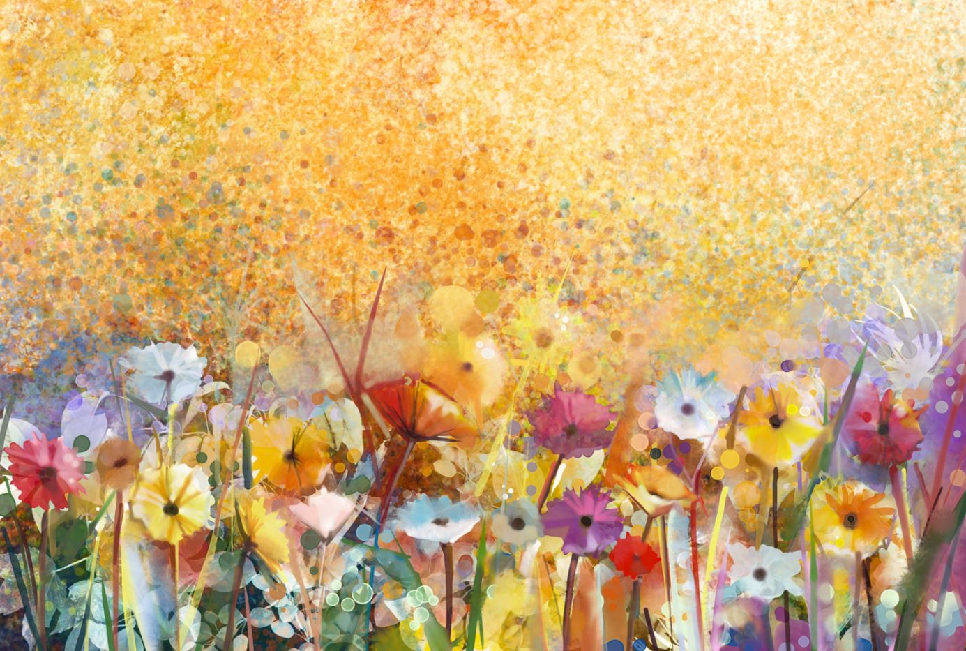 Colorful Flowers Watercolor Paint Print 100% Australian Made