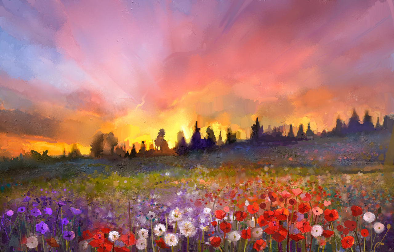 Colorful Flower Field Painting Print 100% Australian Made