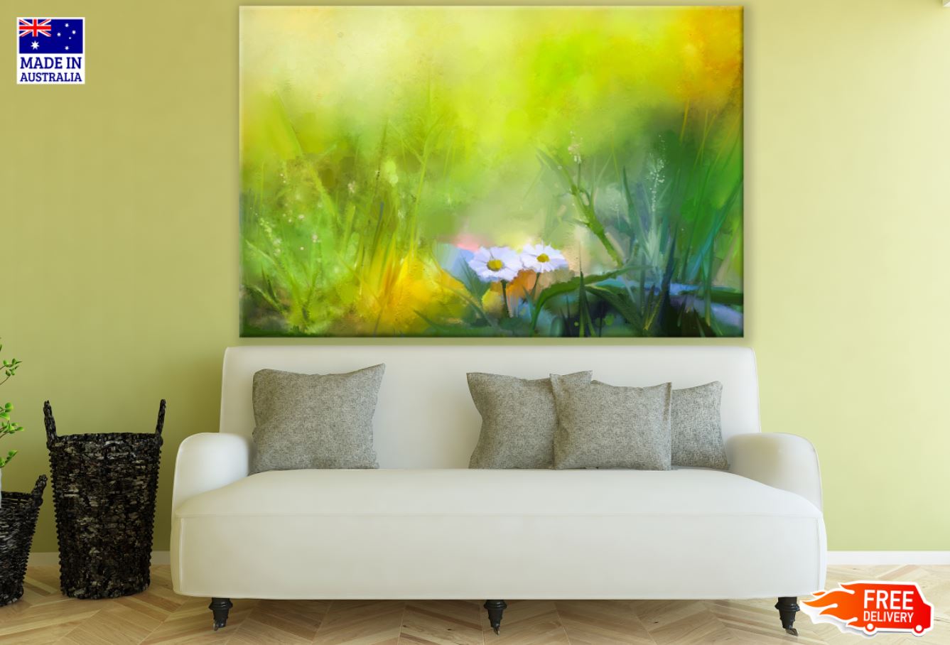 Colorful Flowers & Grass Painting Print 100% Australian Made