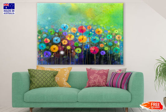 Colorful Flower Field Painting Print 100% Australian Made