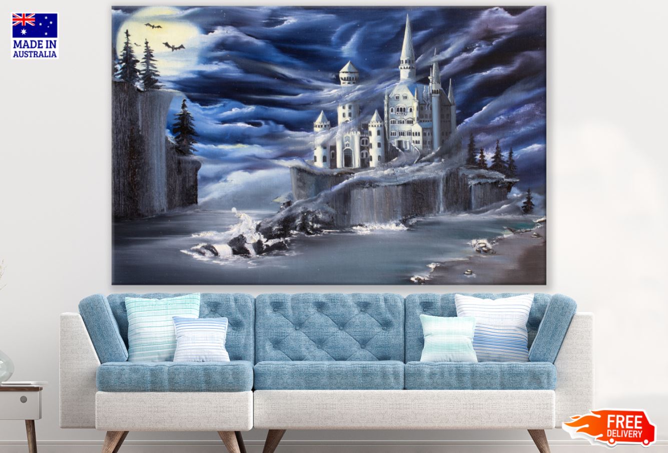 Castle & River Oil Painting Print 100% Australian Made