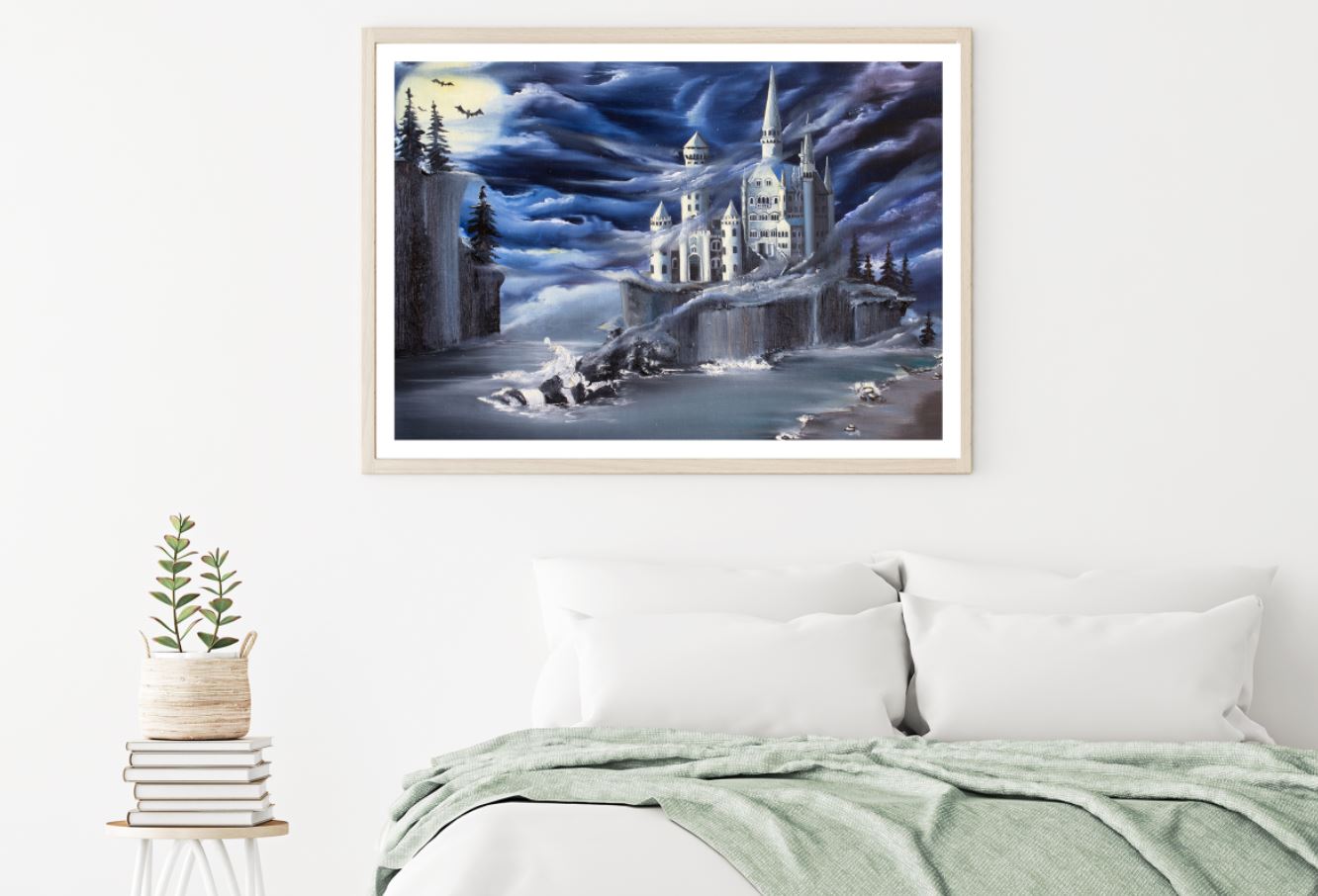 Castle & River Oil Painting Home Decor Premium Quality Poster Print Choose Your Sizes